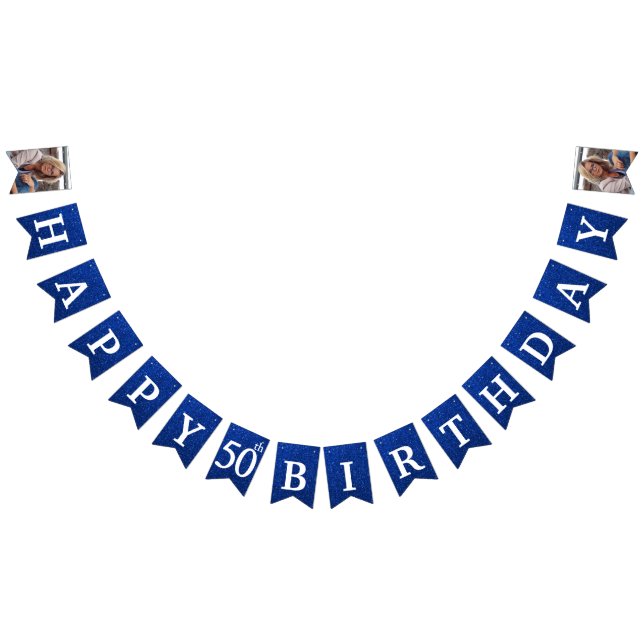Bannière À Fanions Joyeux 50e anniversaire Photo Parties scintillant  (Tout)