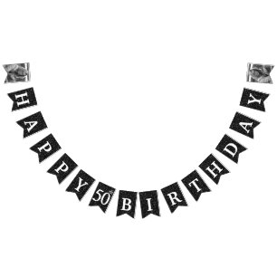 Bannière À Fanions Joyeux 50e anniversaire Photo Parties scintillant 