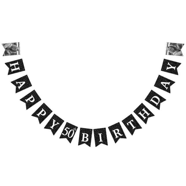 Bannière À Fanions Joyeux 50e anniversaire Photo Parties scintillant  (Tout)