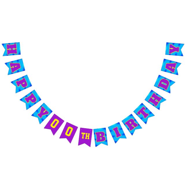 Bannière À Fanions Joyeux anniversaire BLUE | modifiable (Tout)