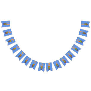 Bannière À Fanions Joyeux Anniversaire Bright Neon Coloured Owl Blue