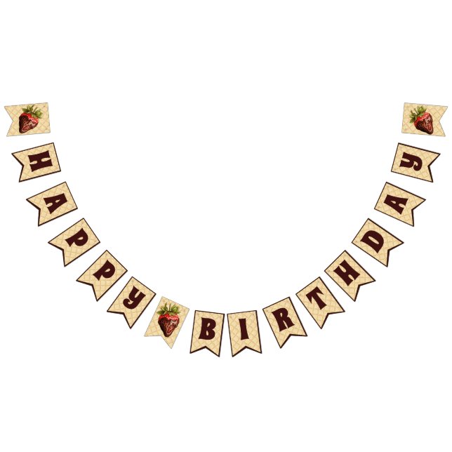 Bannière À Fanions Joyeux anniversaire chocolat fraises couvertes (Tout)