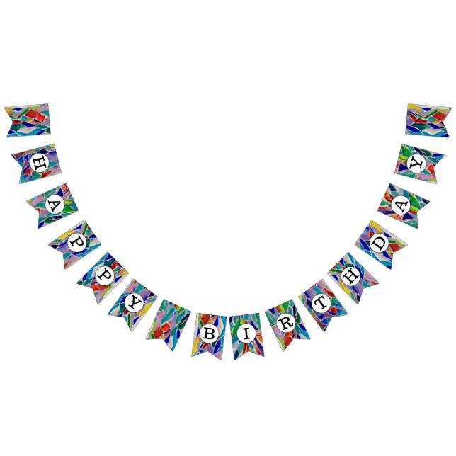 Bannière À Fanions Joyeux anniversaire coloré (Tout)