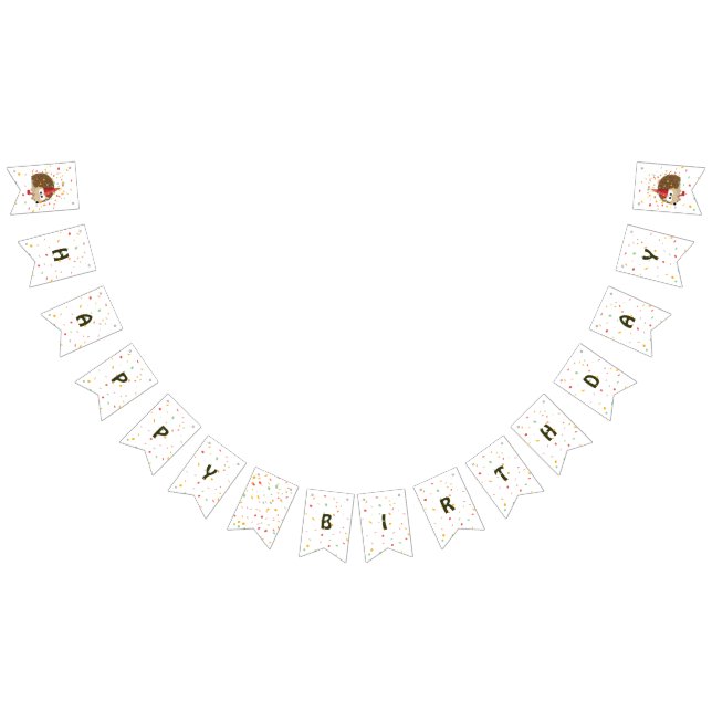 Bannière À Fanions Joyeux anniversaire Confetti Party Hérisson (Tout)