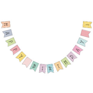 Bannière À Fanions Joyeux anniversaire En vichy Rainbow Bunting drape