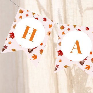 Bannière À Fanions Joyeux Anniversaire Floral Automne