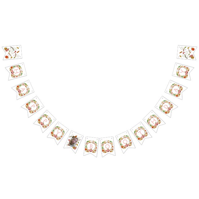 Bannière À Fanions Joyeux anniversaire Ghosts avec photo rose Anniver (Tout)