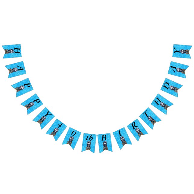 Bannière À Fanions Joyeux Anniversaire Lady Skeleton rayé Cape Aqua (Tout)