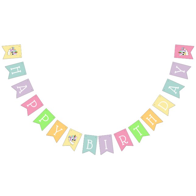 Bannière À Fanions Joyeux Anniversaire Licorne (Tout)
