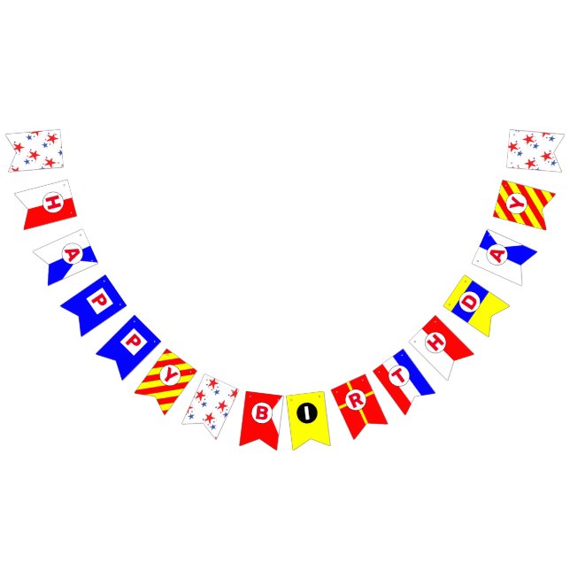 Bannière À Fanions Joyeux Anniversaire Nautique Alphabet Bunting drap (Tout)