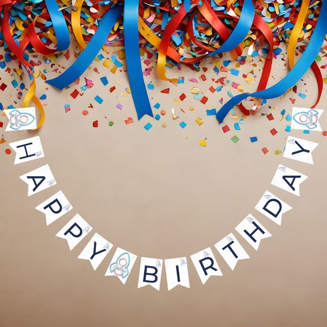 Bannière À Fanions Joyeux Anniversaire Personnalisé Dans L'espace (Créateur téléchargé)