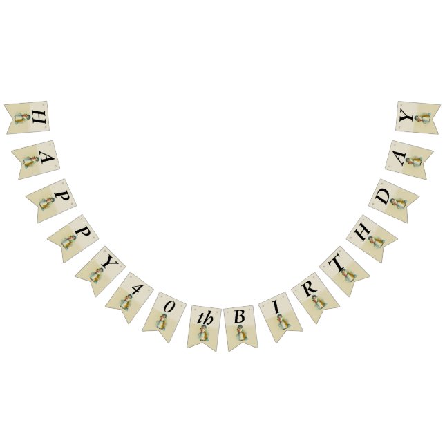 Bannière À Fanions Joyeux Anniversaire Petite fille victorienne avec  (Tout)