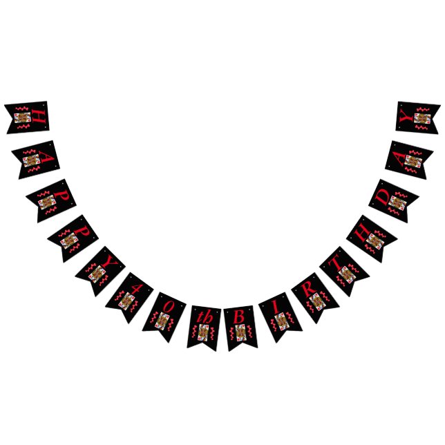 Bannière À Fanions Joyeux Anniversaire Red Hearts Queen Play Card (Tout)