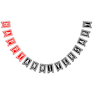 Bannière À Fanions Joyeux Anniversaire (Rouge Blanc Noir) ou Vos Coul