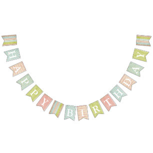 Bannière À Fanions Joyeux Anniversaire Shabby Cottage Chic Décoration