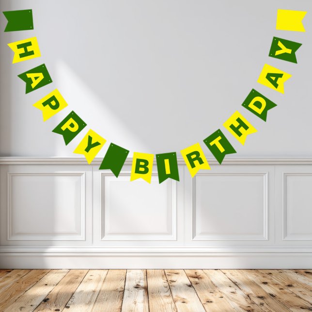 Bannière À Fanions Joyeux anniversaire vert et jaune (Créateur téléchargé)