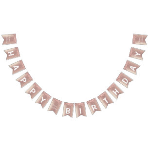 Bannière À Fanions Joyeux Bithday - Rose Gold Blush Parties scintilla