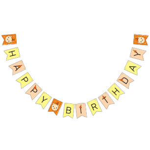 Bannière À Fanions Joyeux Chat beige d'anniversaire
