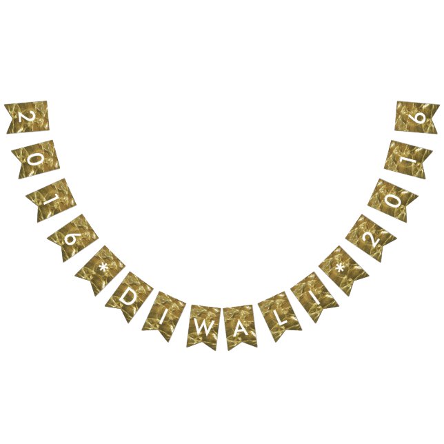 Bannière À Fanions Joyeux Diwali 2016 Gold White Parties scintillant  (Tout)
