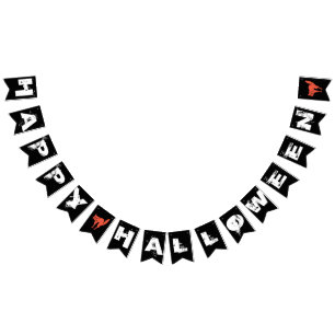 Bannière À Fanions Joyeux Halloween Black White Orange Party