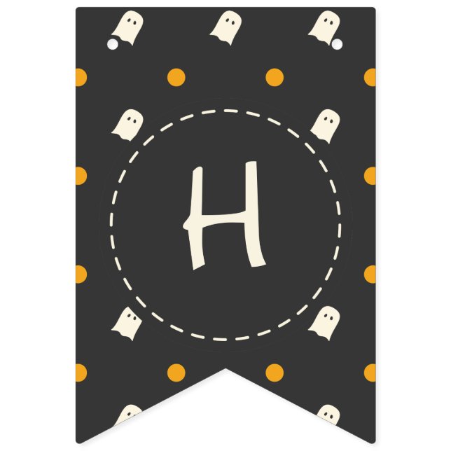 Bannière À Fanions  Joyeux Halloween. De mignons Pois Citrouilles fan (Premier drapeau)