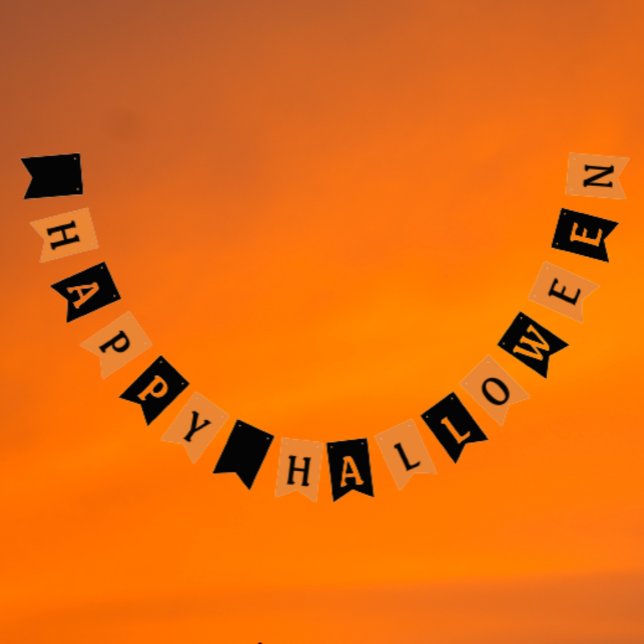 Bannière À Fanions Joyeux Halloween orange et noir (In Situ Party)