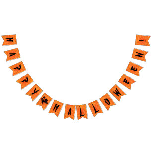 Bannière À Fanions Joyeux Halloween Orange Noir avec Horseman sans t