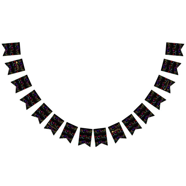 Bannière À Fanions Joyeux Lollipops d'Halloween et Motif noir Candy (Tout)