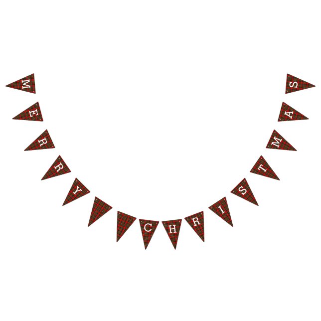 Bannière À Fanions Joyeux Noël de rétro plaid (Tout)