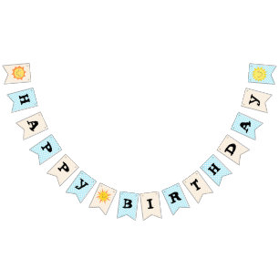 Bannière À Fanions Joyeux point de polka bleu soleil et or pour l'ann