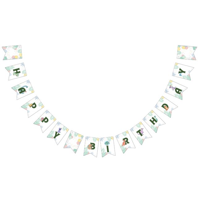 Bannière À Fanions Jungle Dinosaur Roar Happy Birthday Banner (Tout)