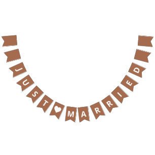 Bannière À Fanions Juste Marié Faire-part Brûlé Orange Terracotta