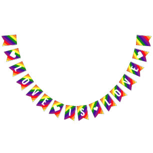 Bannière À Fanions L'amour est l'amour Cœur Rayure Arc-en-ciel