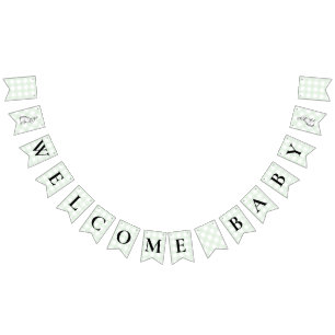 Bannière À Fanions Lapin Lapin Vert En vichy Baby shower Bunting