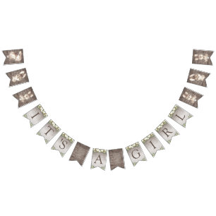 Bannière À Fanions Lapin rustique lapin Brown et Baby shower blanc