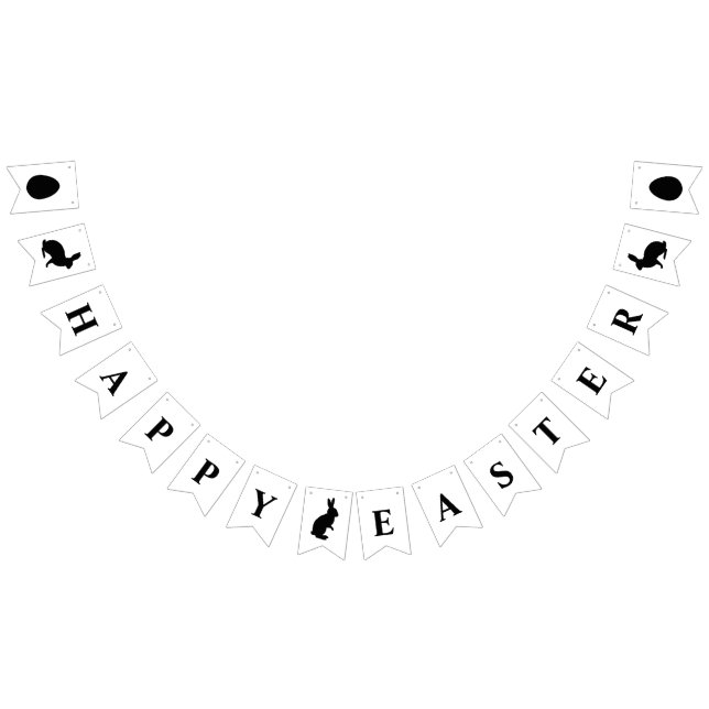 Bannière À Fanions Lapins Noir Et Blanc Texte Joyeuses Pâques (Tout)