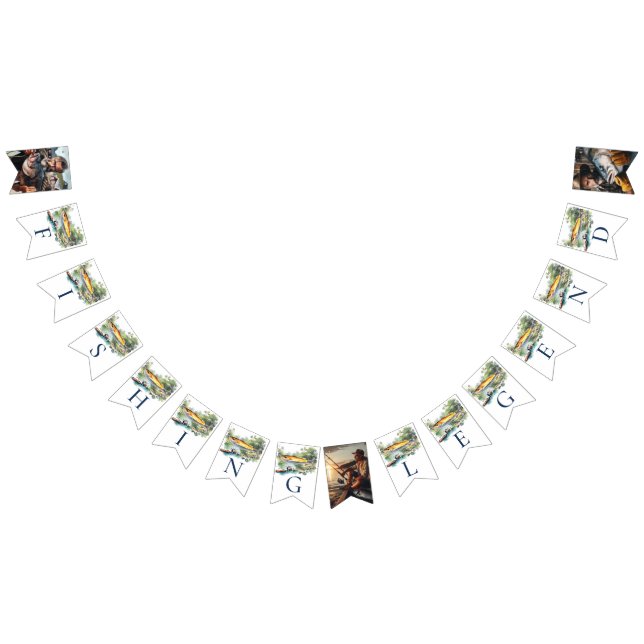 Bannière À Fanions Légende de la pêche Photo d'anniversaire pour adul (Tout)