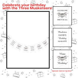 Bannière À Fanions Les Trois Mousquetaires Joyeux anniversaire