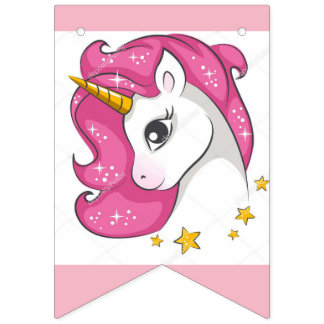 Bannière À Fanions Licorne rose