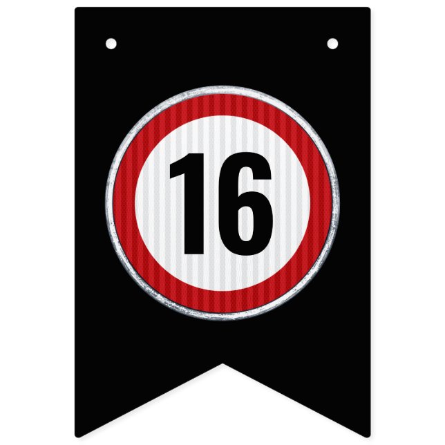 Bannière À Fanions Limite de vitesse 16 ans (Premier drapeau)