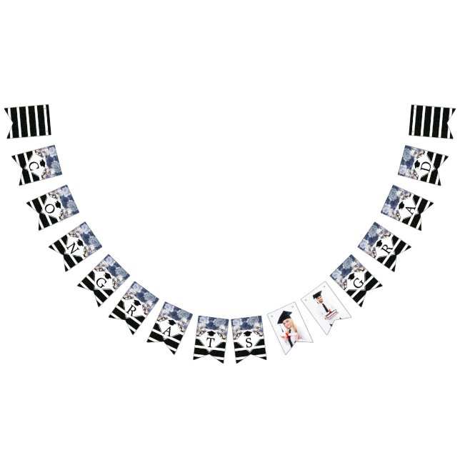 Bannière À Fanions Luxe Black Gold Congrats Grad Photo (Tout)