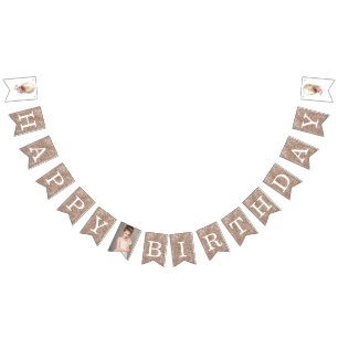 Bannière À Fanions Luxe Joyeux anniversaire photo Parties scintillant