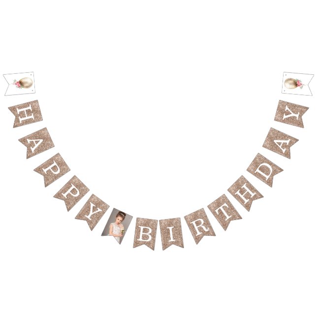 Bannière À Fanions Luxe Joyeux anniversaire photo Parties scintillant (Tout)