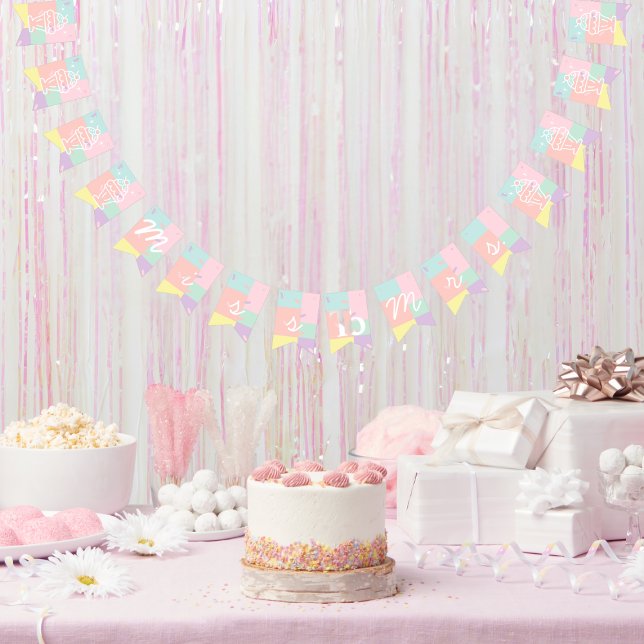 Bannière À Fanions Mademoiselle devient Madame Glace Rétro à la Soiré (Miss to Mrs. Retro Ice Cream Bridal Shower Bunting Flags)