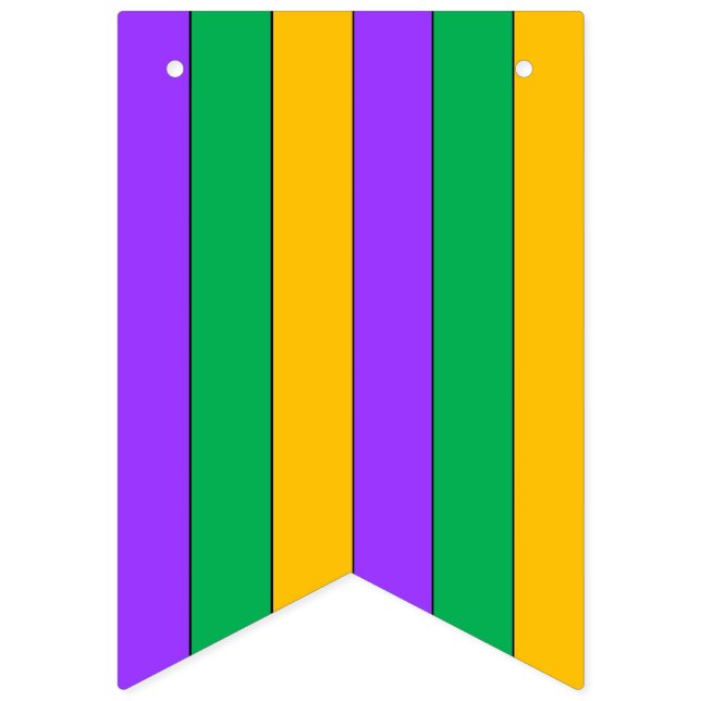 Bannière À Fanions Mardi Gras Stripes Motif violet vert jaune (Premier drapeau)