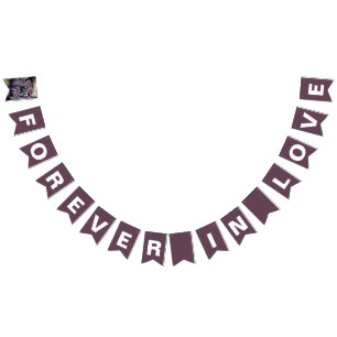 Bannière À Fanions Mariage Aubergine Amour Éternel