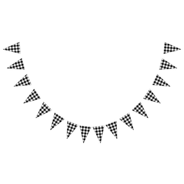 Bannière À Fanions Mariage campagnard En vichy noir (Tout)