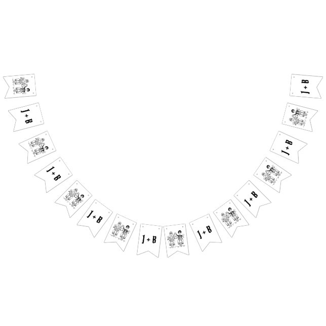 Bannière À Fanions Mariage Couple Biker personnalisé (Tout)