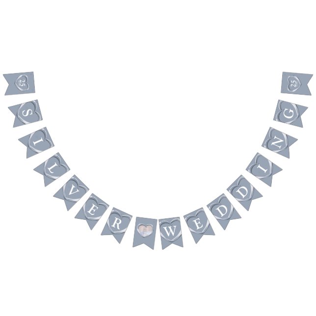 Bannière À Fanions Mariage d'argent 25e anniversaire photo personnali (Tout)