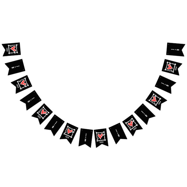 Bannière À Fanions Mariage de coeur d'amour personnalisé (Tout)